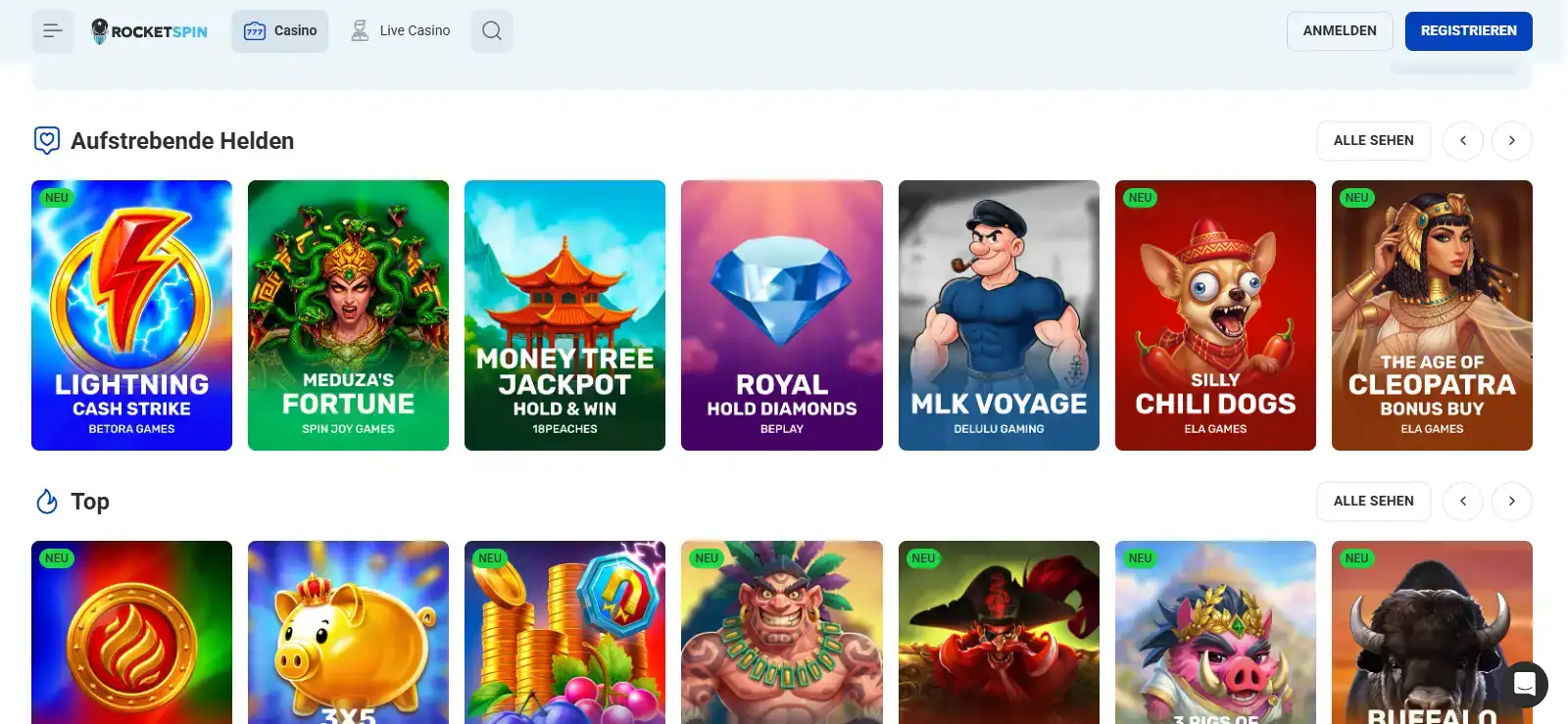 Offizielles RocketSpin-Logo aus dem aktuellen Website-Header